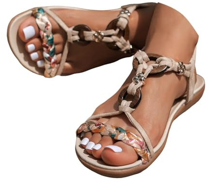 HUYTBYG Sandaler för kvinnor 2026 bred bredd ledig plattform Espadrille öppen tå elastisk ankelrem promenadskor vardag bekväma semester promenader sommarsandaler