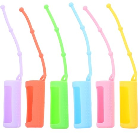 RORPOIR Étui de Protection en Silicone Sangles Ajustables 6pcs pour Flacons Roller 10ml pour Huiles Essentielles Usage Personnel et Voyage