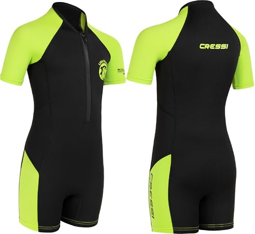 Cressi dal 1946 - Little Shark Muta Shorty 2 mm per Bambini Unisex a Maniche Corte con Protezione Termica e UV per Nuoto Snorkeling e Sport Acquatici con Zip Frontale