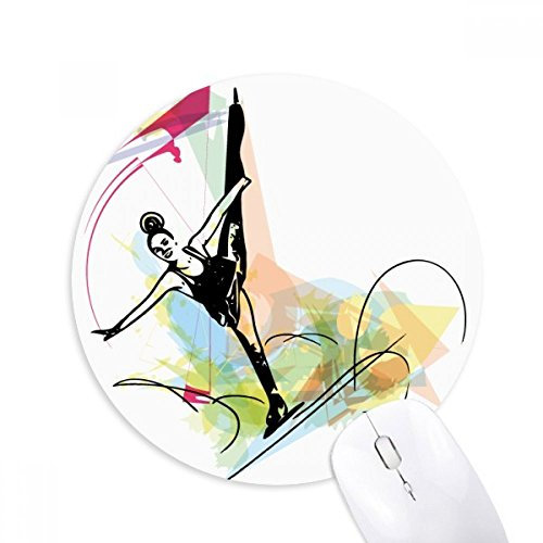 DIYthinker Wintersport Eiskunstlauf Athletinnen Runde Griffige Gummi Mousepad Spiel Büro Mauspad Geschenk