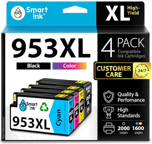 Smart Ink Cartucce Compatibili per HP 953XL 953 (4 Pack) con tecnologia chip avanzata da utilizare su OfficeJet Pro 7720 7730 7740 8210 8700 8710 8720 8730 8734 8740 8743