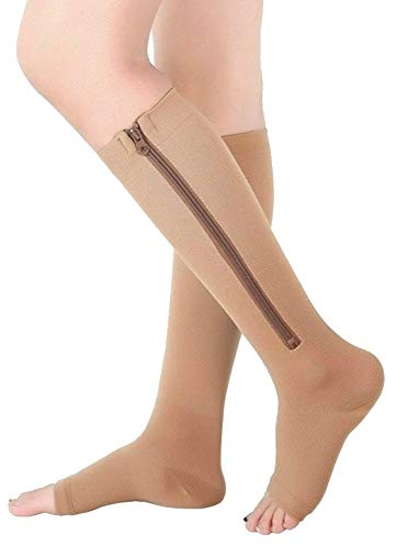 AXspeed 1 Paar Kompressionsstrümpfe für Herren und Damen, 15–20 mmHg, Kniestrümpfe mit offenem Zehenbereich, für Laufen und Fitness, Krankenschwestern, Krampfadern