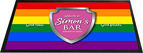 Personalisierbare Barmatte in Regenbogenfarben, LGBT-Motiv, für Kneipen, Bierbar
