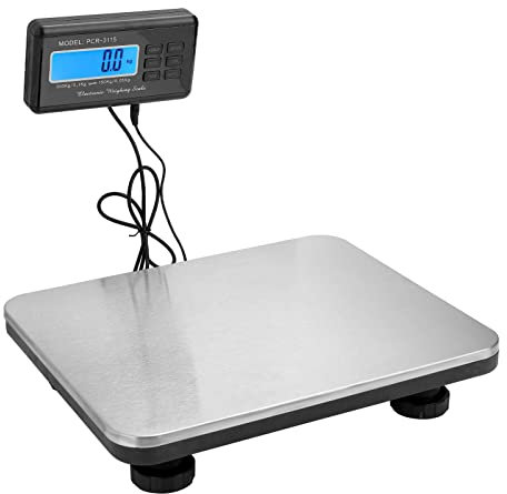 Trintion Paketwaage Fleischwaage mit Zählfunktion Plattformwaage Edelstahl Waage bis 300 kg Externes Beleuchtetes LCD Wand Display Digitalwaage Plattformgröße 36cmx30cm