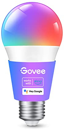 Govee Smart Light Bulbs, Color Changing Light Bulb, Works with Alexa and Google Assistant, 16 Million Colors RGBWW, WiFi & Bluetooth LED Light Bulbs, Music Sync, A19, 800 Lumens, 1 Pack