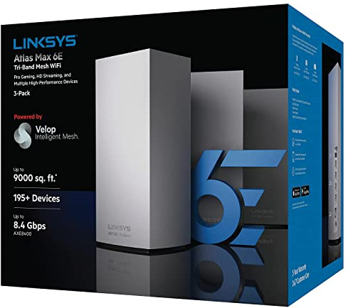 Linksys MX8503 Atlas Max 6E Sistema Wi-Fi 6E de malla de tres bandas (paquete de 3)