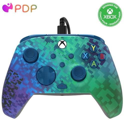 Pdp Rematch Xbox Filaire Manette Glitch Vert pour Xbox Series X|S, Xbox One, Licence Officiel
