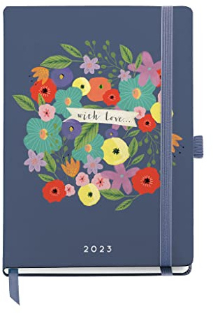 Miquelrius - Jahreskalender 2023 - Woche Ansicht - Journal Größe 122 x 168 mm - Starre Abdeckung - Nähte Bindung - Spanisch, Englisch und Portugiesisch - Blumen, MR33033