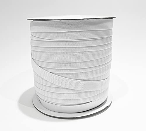 100 Metros Cinta Elástica en Rollo, Ancho 8 mm, Cinta Elástica de Costura, Cinta Elástica para Coser en Ropa y Manualidades, Elástico para Costura, Blanco, (2101)