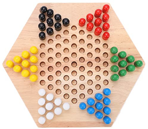 Chinesisches Dame-Set, Buntes Chinesisches Dame-Brettspiel aus Holz, Klassisches Strategiespiel für Erwachsene, Familie