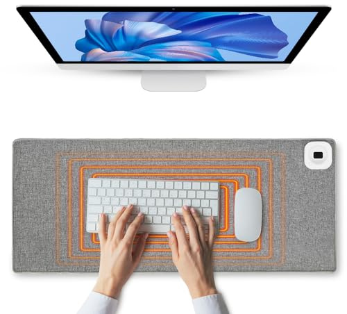 Hojalis Tapis de Souris Chauffant,Tapis de Bureau Chaud,80x30cm Tapis de Bureau Sous Main Chauffant Chauffage Pad de Souris avec 4 Heures darrêt Automatique, Tapis de Souris étendu pour Le Bureau