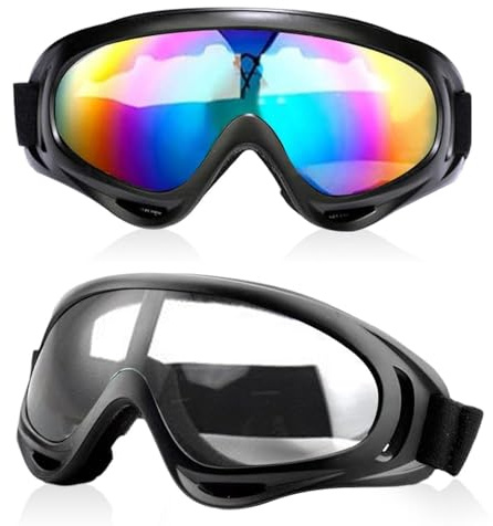 Udbrud Maschera da sci, 2 pezzi occhiali tattici polarizzati occhiali da sci maschere da snowboard occhiali da sci all'aperto occhiali da sci snowboard anti UV per ragazzi e ragazze, uomini e donne
