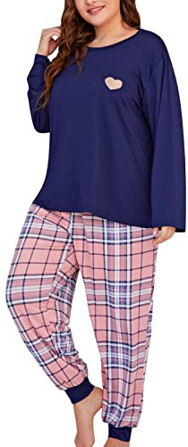 Générique Pyjama Femme Hiver Doux Confortable Chaud Ensembles de Pyjamas Manches Longues Bas Pyjama Femme à Carreaux Grande Taille Pyjamas Femmes