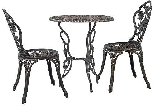 Rantry 3-TLG. Bistroset Sitzgruppe 2 Stühle Möbel und 1 Tisch Sitzgarnitur Balkonmöbel Gartenmöbel Bistrotisch Set und 2 Stühle Möbel Gartenmöbel Aluminiumguss