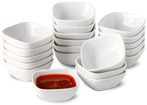 UIBFCWN 20x Bols à Sauce en Porcelaine (7,3 x 3 cm), 60ml Pour Tapas, Trempette, Sushi, Confiture - Mini Bols de Service Pour La Préparation de La Cuisine