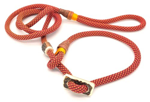 Retriever-Leine/Moxonleine Elegant-Style | handgefertigte Hundeleine aus Tau mit Halsbandfunktion & Horn-Stopper | 10mm – kraftvoll, stilvoll & komfortabel | Training, Alltag & Spaziergang