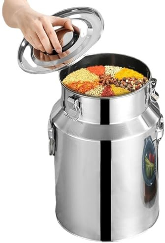 GoHaiDe Jarra para Transporte de Leche de Acero Inoxidable Jarra de Leche hermética con Tapa y asa de Transporte para Guardar arroz, té, vinagre, Leche, Agua y Miel