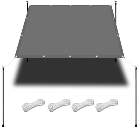 Sonnensegel Quadratisch 1.1 x 1.6 m Wasserdicht Balkon Sichtschutz Reißfest UV-Schutz nach Mass Polyestergewebe Mit Seil Sonnensegel Sonnenschutz für Garten Terrasse, Hellgrau