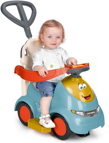 FEBER - Motofeber Casual 3 in 1 Push N'Go, Schiebe-Laufrad, Schiebewagen und Lauflernhilfe in einem Produkt Mit einem höhenverstellbaren Griff in 3 Positionen, Famosa (FED31000)