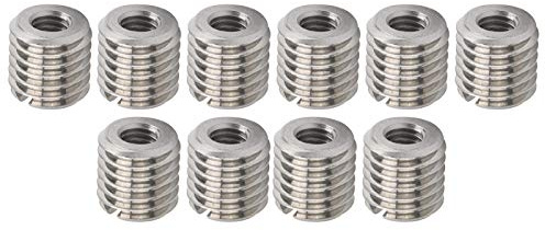 Gewindeeinsätze Edelstahl M6 x 1,0, M12 x 1,75, Reduziermuttern 10 Stück, Innengewinde und Außengewinde für Gewindereparatur, 303 Edelstahl, Schlitz