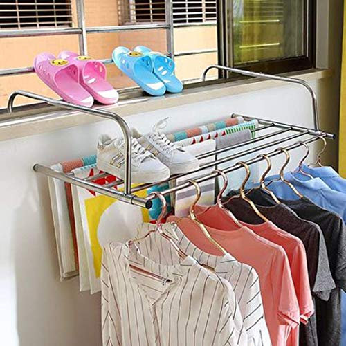 HIARAN Tendedero Plegable Tendedero de Acero Inoxidable Tendedero de Ropa para balcón Tendedero de Ropa pequeño para sobre la Puerta o barandilla Tendedero portátil Lucky Star