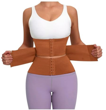 GOOPEEG Bauchweggürtel Stretch Hose Body Shaper Abnehmen Gürtel Bauch Korrigierende Unterwäsche Taille Trainer Binder Body Shapers Shapewear Bauchweg Mieder(Brown,XXXXX-Large)