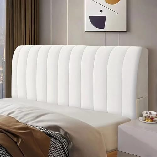 AYUOEODM Copritestata Letto Copertura/Copri Testiere Letto Matrimoniale Imbottito Bianco,Velluto Elasticizzato Morbido Tessuto Universale,per Testiera Letto Decorazione(White,180cm)
