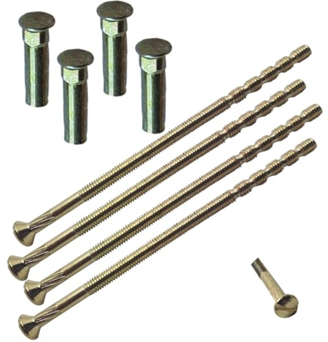 M4 x 90 mm Messing-Türgriff-Schlitzschrauben mit Messing-Sicherheitsbolzen, Schlittenhülse, männlich auf weiblich, Verbindungsschrauben für Türgriff, Knäufe, Rosetten und andere (4 Stück)