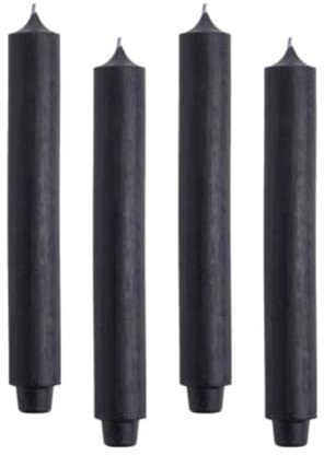 Velas rústicas (4 unidades, altura: 30 cm, diámetro: 3,2 cm, 21 horas de combustión, gruesas), color negro