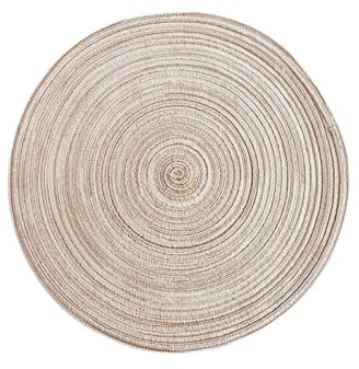 Anevous 2er Set Runde Platzsets, 36cm Baumwolle Tischmatten, Abwaschbar Geflochten PlatzdeckchenTischsets, Platz Matten Hitzebeständig für Hochzeit, Party, Esszimmer, Küche,Cremebraun