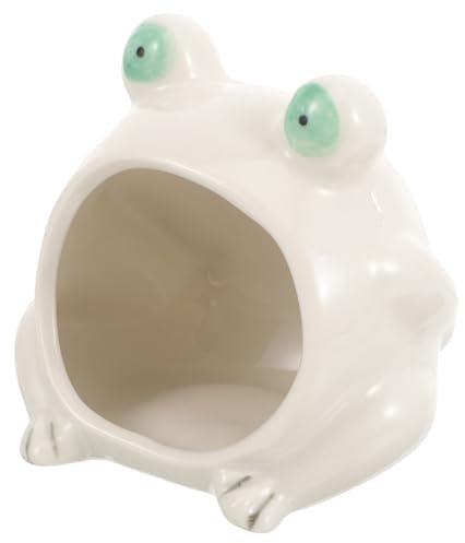 VANZACK Keramik Hamster Haus Frosch Form Hamster Schlafhaus Aus Keramik Kleines Haustiernest Für Sommer Kühlnest Für Leicht Zu Reinigen Versteck