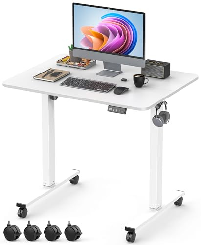 Xyndyx Höhenverstellbarer Schreibtisch, 80x60 cm, Hochwertige Tischplatte, elektrischer Schreibtisch höhenverstellbar, Computertisch mit Memory Funktion, Weiß