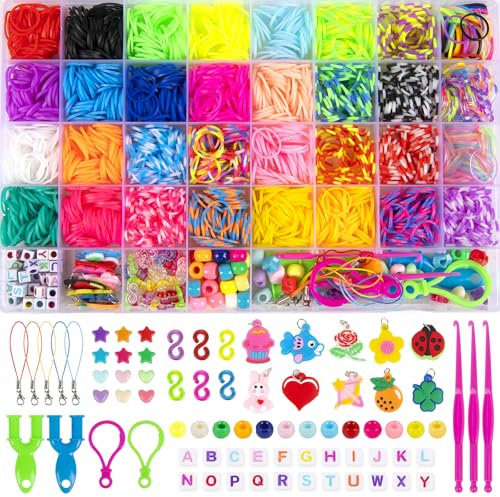 DMOPRDNB 2700+ Pcs Loom Bands Kit, 32 Colours Rubber Bands Bracelet Making Kit with Storage Box, DIY Crafting for Boys and Girls