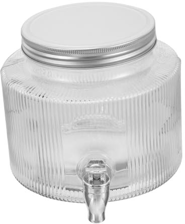 VERDANVERSE Distributeur De Boisson Verre Avec Robinet Capacité Pour Eau Thé Glacé Et Boissons Bocal Verre Avec Couvercle Hermétique