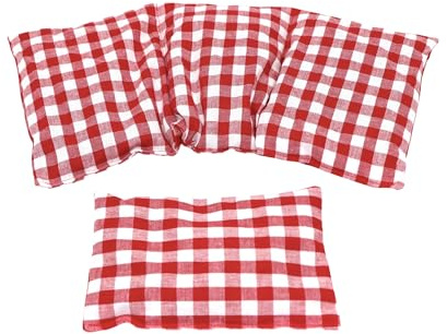 KARO Kirschkernkissen 2 er Set 3 Kammer + kleines 36 x 18 cm Kirschkernkissen Körnerkissen Wärmekissen XXL Dinkel Weizen Kältekissen Mikrowelle + Backofen (Rot Karo/karriert, Traubenkerne)