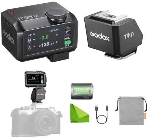 Godox iT30pro F TTL Mini Flash & Trigger wtih GODOX TR-F TR TTL HSS Hot Shoe Riser Hot Shoe Extender Reduce Lens Shadow, Tilt Adjustment: 0-90° for Fuji X-T30,X-T3,X-T4,X-T20