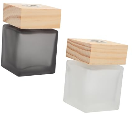 ERINGOGO 2pezzi Bottiglie in Vetro Vuote per Aromaterapia e Profumo con Tappo in Legno Diffusori Aroma Decorativi per Casa Ufficio e Spa