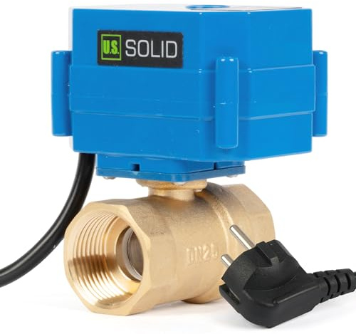 U.S. Solid Motorisierter Kugelhahn 220V AC mit Stecker 1 Zoll DN25, stromlos offen, 2-wege Messing-Elektrokugelhahn, automatische Rückkehr
