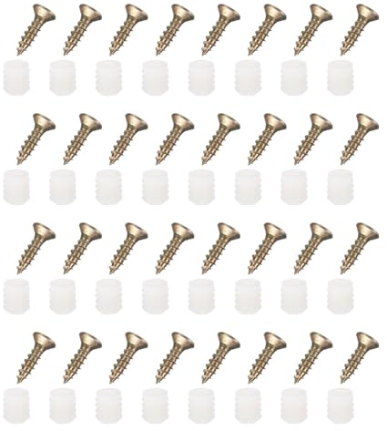 QUARKZMAN 100Pcs Goujons Plastique Pour Charnière, M4 x 10mm Écrous Pré-Insérés Pour Meubles Avec Vis Auto-Taraudeuses Pour Charnières De Porte De Cuisine, Blanc