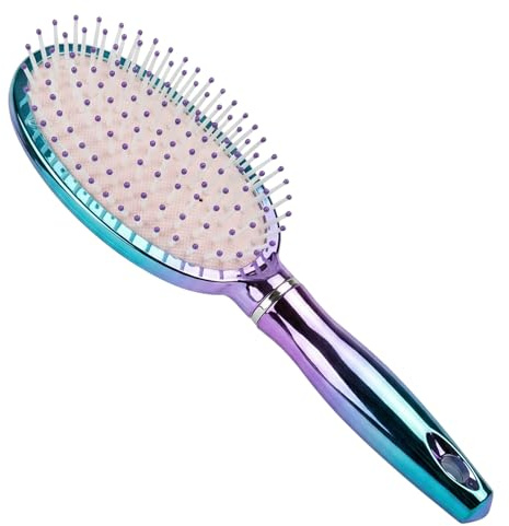 MIJOMA Cepillo de pelo con cerdas de nailon – acabado metálico iridiscente iridiscente – Mango ergonómico – Ideal para el peinado y cuidado diario (cepillo ovalado – 23 cm)