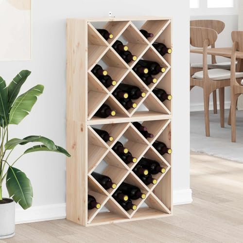 HPUYRFG Solid Pine Wood Wine Rack 2 pcs, Natural Finish 62 x 25 x 62 cm, Modular Storage for Bottles, Sturdy Construction with Grainy Surface, Expandable Display Unit for Kitchen