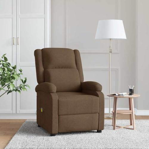 Massage Recliner Chair with Remote Control, Ergonomic Fabric Living Room Sofa, Adjustable Electric Reclining Lounger for Home Theater, Brown, 265 lbs Capacity