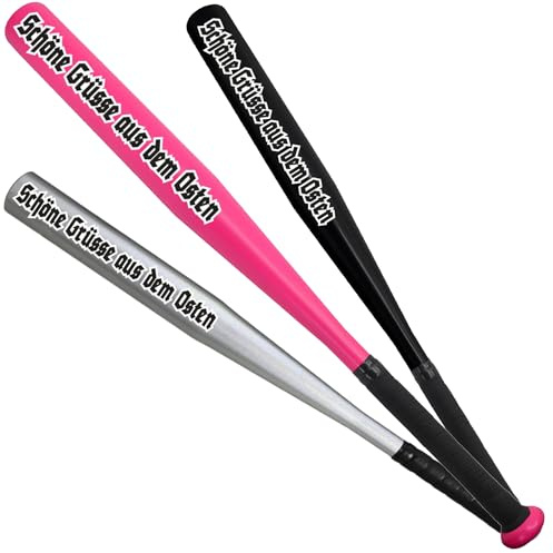 Baseballschläger Schöne Grüße aus dem Osten aus Aluminium I Rutschfester Griff I 26 Zoll Alu Softball Schläger (Pink)