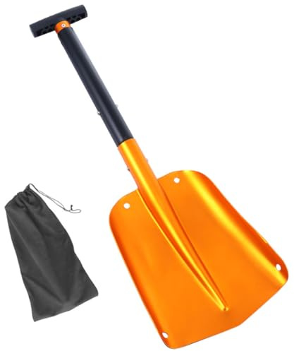 minkissy Pala da Neve Pieghevole in Metallo Staccabile Raschietto per Ghiaccio, Pala per Auto Leggera e Resistente, Attrezzo per Rimozione Neve e Ghiaccio per Campeggio e Viaggi Outdoor