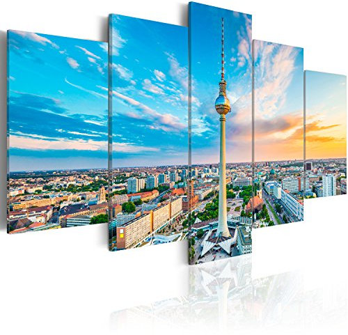murando - Wandbilder XXL Berlin 200x100cm 5 tlg - Wand Deko Leinwand Bilder Groß Wanddeko Wohnzimmer Schlafzimmer Kunstdrucke - Stadt Aussichtspunkte d-B-0161-b-m