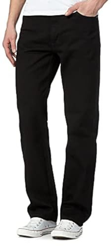Mens Original Cotton Jeans Basic Plain Straight Leg Heavy Duty Denim Wash Boys Jean Classic Designer Fit Casual Work Wear Zip Fly Belt Loop Pants Pocket Trousers Sizes 30 to 50