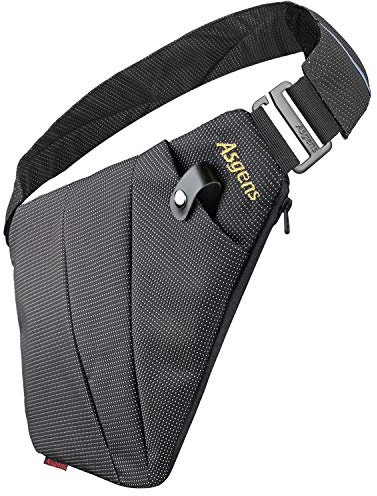 Asgens crossbody deportes pecho bolsa práctica multiusos antirrobo seguridad Sling bolsa de mensajero impermeable ocio portátil para niños y adultos al aire libre, Negro, Para zurdos, Elegante