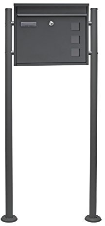 Wiltec Set Cassetta postale singola autoportante V12 antracite, con telaio di supporto