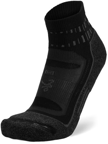 TriggerPoint Balega Blister Resist Performance Quarter Calcetines De Correr Atléticos Para Hombres Y Mujeres (1 Par) - Acolchados, Transpirables, Ajuste Ergonómico, Gris/Negro, Talla XL (EU 46-48.5)