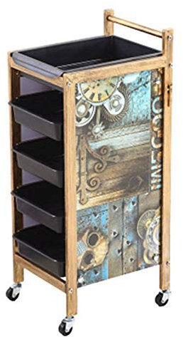 Friseurwagen 4/5 Schichten Retro Barber Rollwagen Spa Storage Organizer Stylist Friseurbedarf Tattoo Studio Werkzeug Mit Schubladen,2,5Tiers